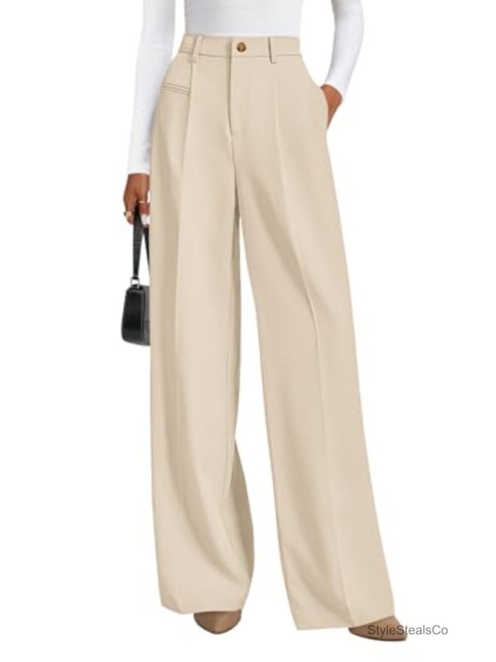 Wide Leg High Waisted Tailored Work Dress Pants Palazzo Trousers